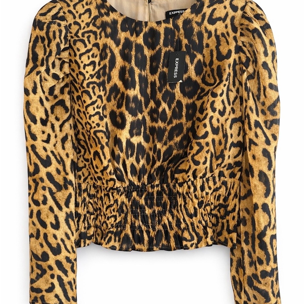 Express Animal Print Blouse in Brown and Black